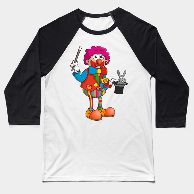 The clown magician who pulls a rabbit out of his hat. Baseball T-Shirt by Stefs-Red-Shop